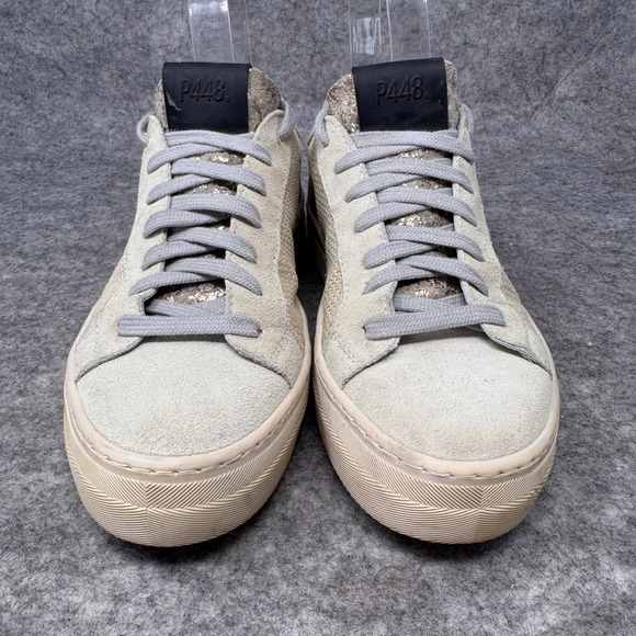 P448 Thea Fujy Platform Sneakers‎ Womens EU 35 Beige Suede Low Top Lace Up Shoes - Picture 3 of 10